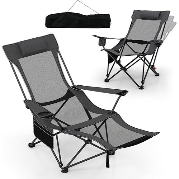 Goplus Camping Lounge Chair with Footrest and Pouch