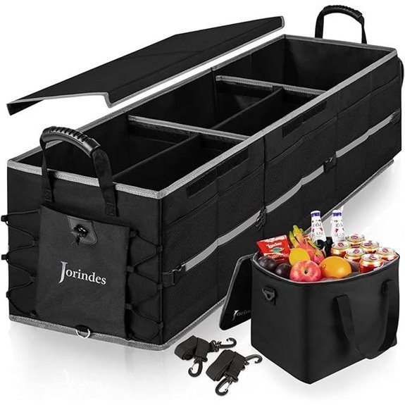 Car Trunk Organizer with Cooler Dividers & Straps
