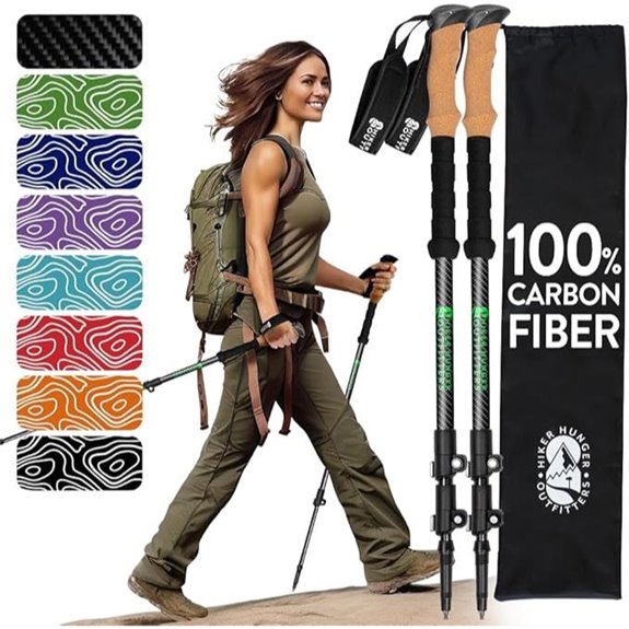 Carbon Fiber Trekking Poles with Cork & Flip Locks