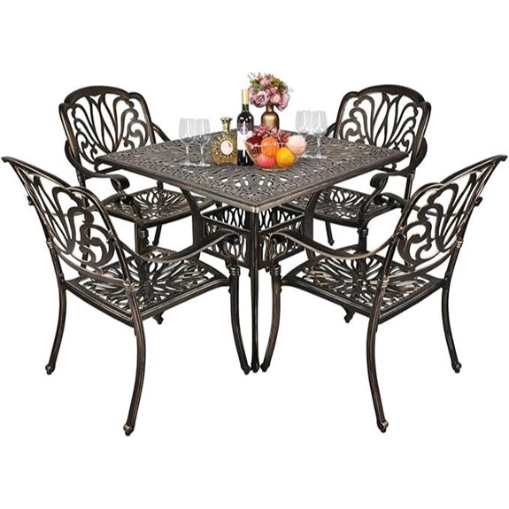 VINGLI 5-Piece Cast Aluminum Patio Dining Set