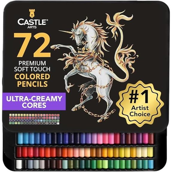 Castle Art Supplies 72 Colored Pencils Set in Tin
