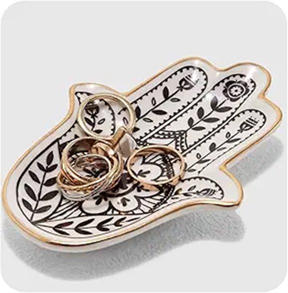 Ceramic Hamsa Evil Eye Jewelry Tray Dish