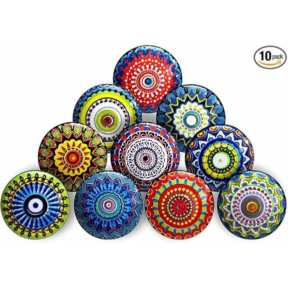 10Pcs Ceramic Mandala Cabinet Knobs Set