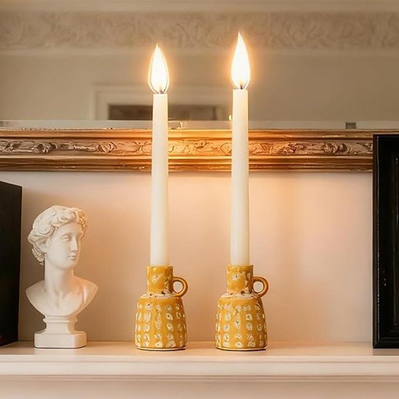 Cynkeyee Ceramic Taper Candle Holders (Set of 2)