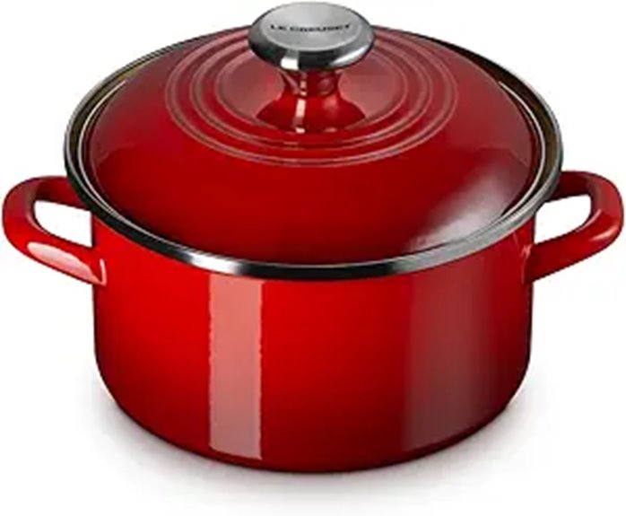 Le Creuset Enamel on Steel Traditional Petite Stockpot 3.8qt. Cerise