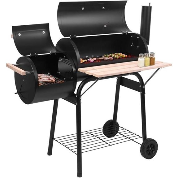 Outvita Charcoal Grill with Offset Smoker and Wheels
