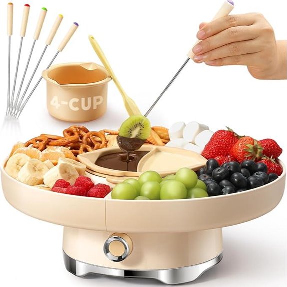 Chocolate Fondue Set with Trays Forks & Spatula