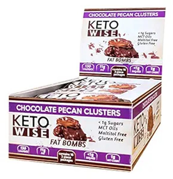 Keto Wise Fat Bombs - Chocolate Pecan Clusters - 16 packs 32g each