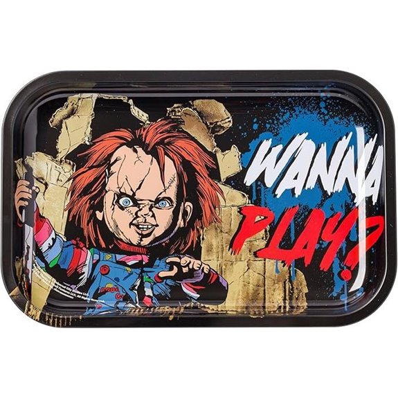 Silver Buffalo Chucky Wanna Play? 11.3 x 7.4 Tin Tray