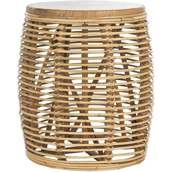 Safavieh Home Maui Coastal Natural Rattan Drum Stool Table