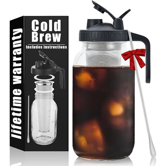 Cold Brew Mason Coffee Maker with Filter and Spoon