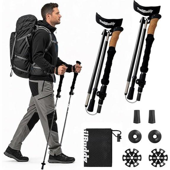 TrailBuddy Collapsible Trekking Poles with Cork Grip