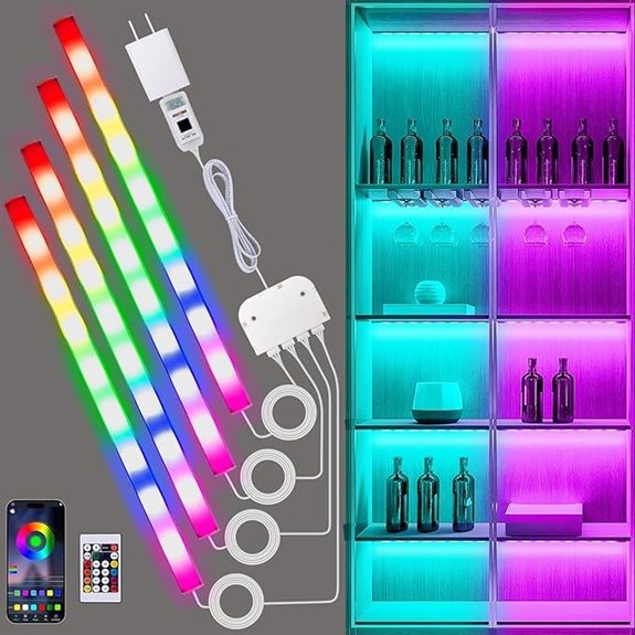JUSJUBR RGB LED Shelf Lights (4-Pack 12 Inches)