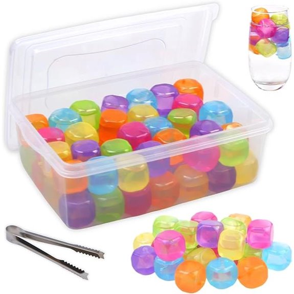 Reusable Colorful Ice Cubes with Lid (60 Pack)