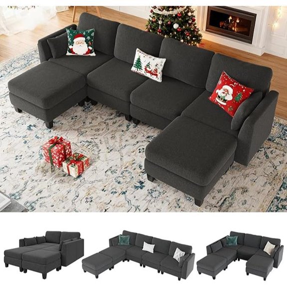Modular U-Shaped Sofa Couch with Memory Foam