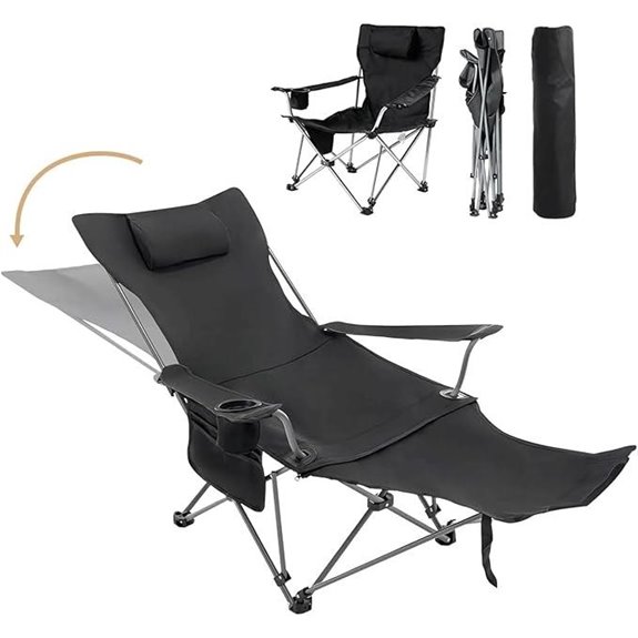 Reclining Camping Chair with Footrest and Cup Holder
