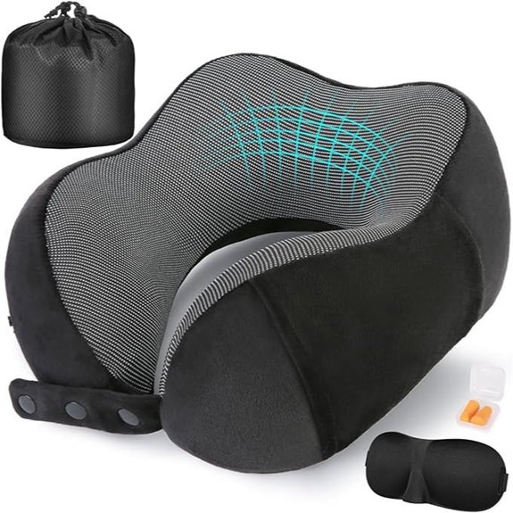 Travel Neck Pillow with Eye Mask and Earplugs