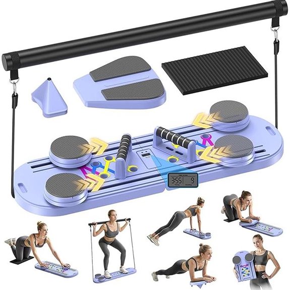 Foldable Pilates Reformer with Timer for Home Workout