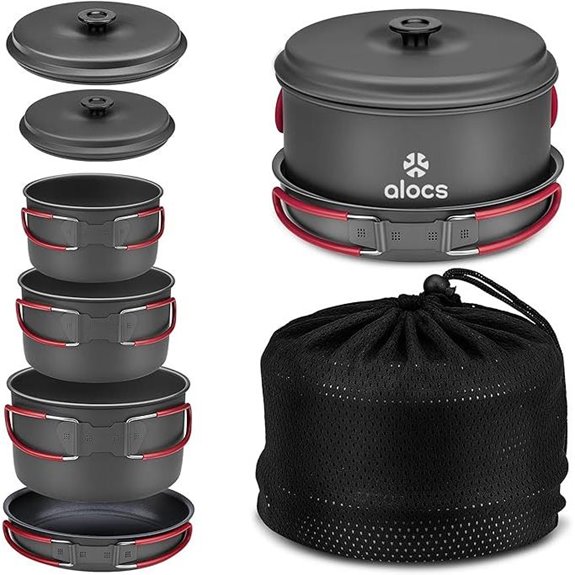 Alocs Camping Cookware Set for Backpacking and Outdoor Cooking