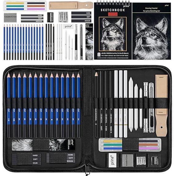 Prina 50-Piece Artist Sketching Set with Pencils