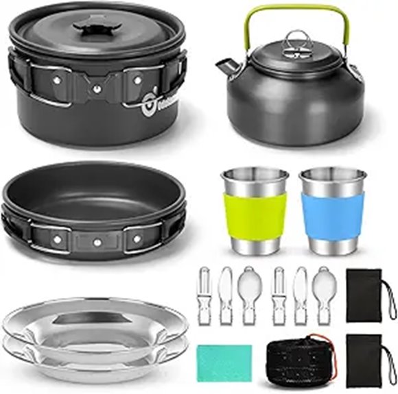 Odoland 15pcs Camping Cookware Set with Utensils