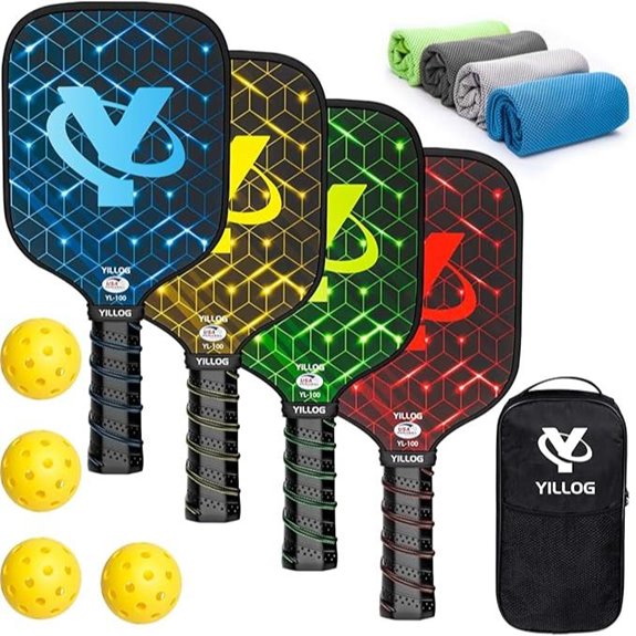 Pickleball Paddle Set with Balls Towels Bag (4)