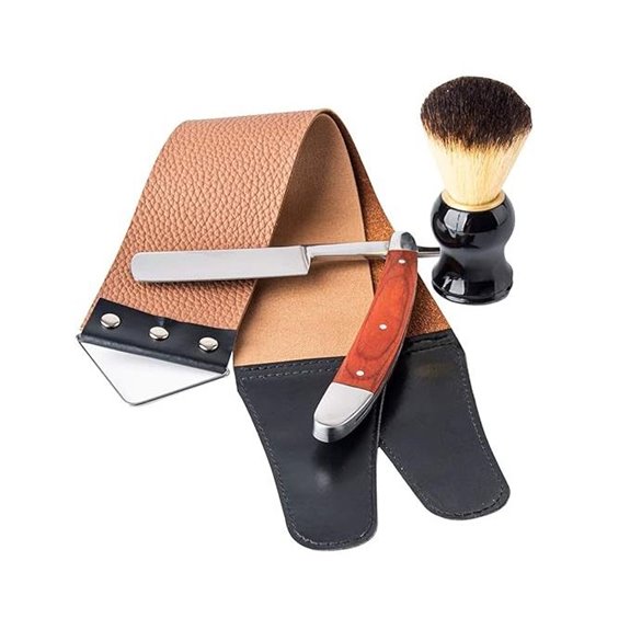 Professional Straight Razor Kit with Strop and Brush