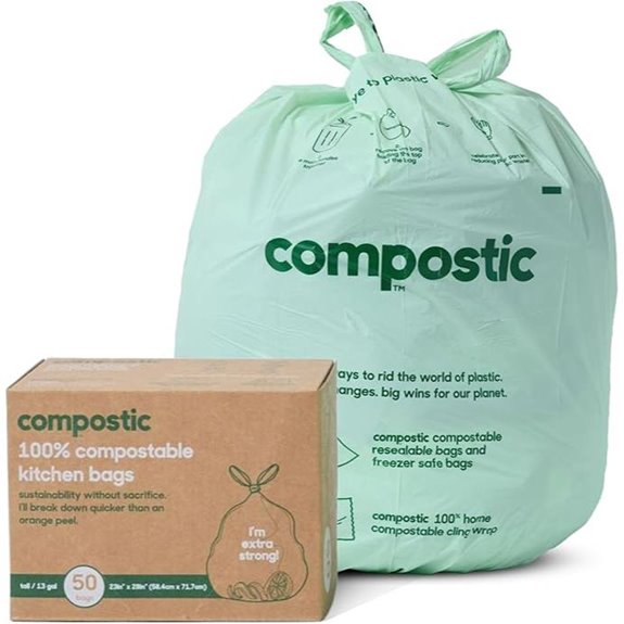 Compostic 13-Gallon Compostable Trash Bags (50 Pack)