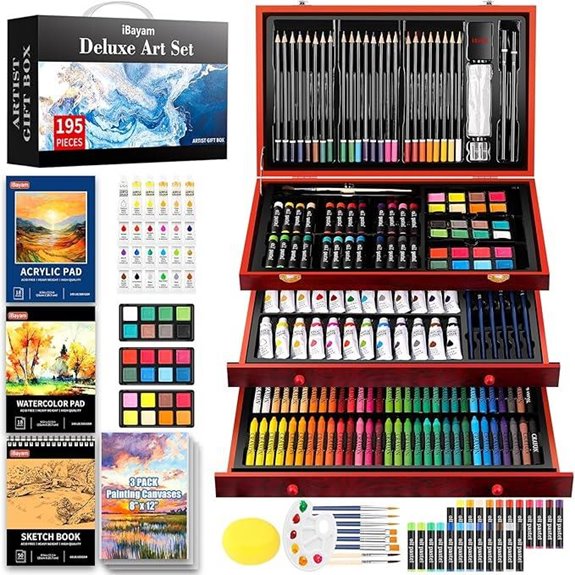 iBayam 195-Piece Art Supplies Set with Canvases