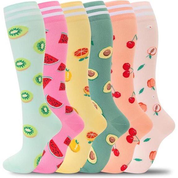 Fenglaoda Compression Socks 6 Pairs for Travel and Nurses