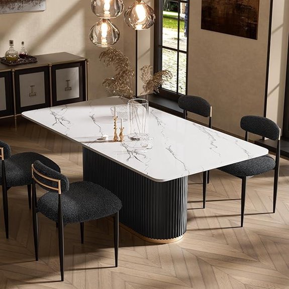 Modern 70 Faux Marble Dining Table for 6