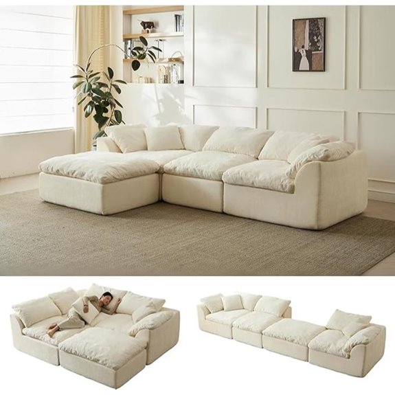 Modern Cloud L-Shape Couch with Ottoman and Sectional