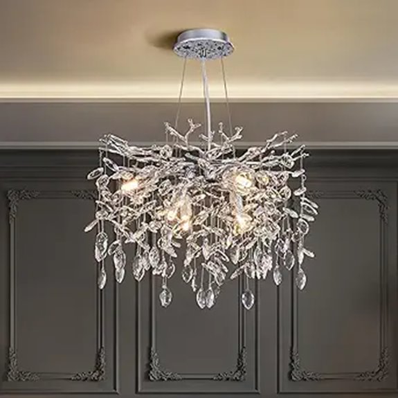 Modern Tree Branch Crystal Chandelier 6-Light Pendant