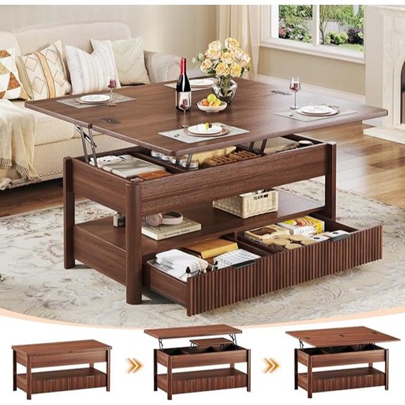 40 Lift Top Coffee Table with Storage and Dining Conversion