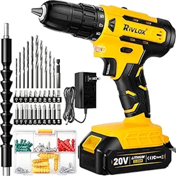 Cordless Drill Set with 34 Bits and LED Light