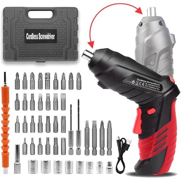 Cordless Electric Screwdriver Kit with Bits and LED