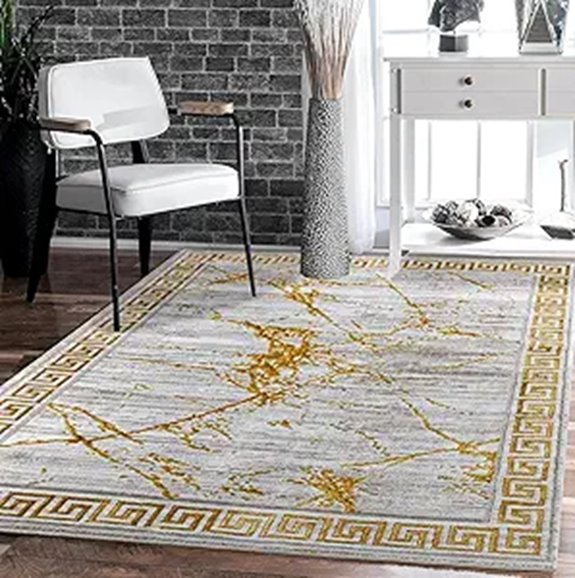 Glory Rugs Marble Area Rug 5x7 Cream Gold
