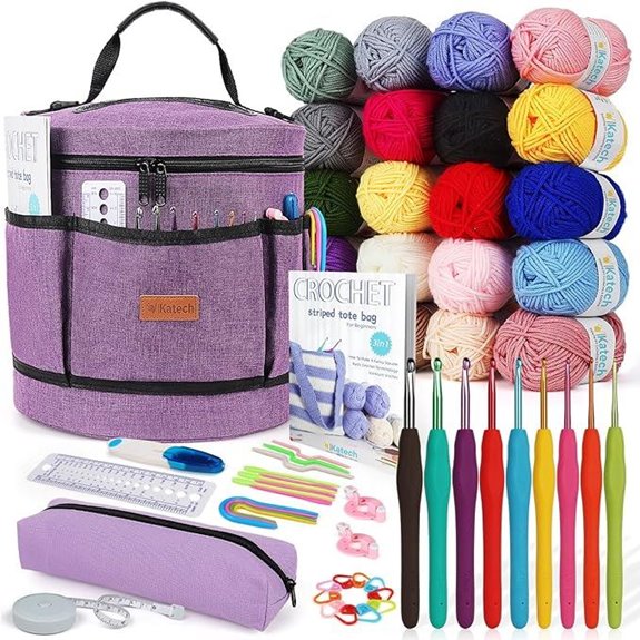 Katech Beginner Crochet Kit with Hooks and Yarn