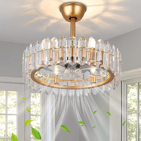 CLAIRDAI Crystal Caged Ceiling Fan with Lights