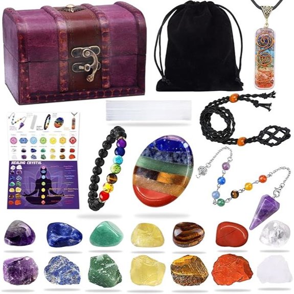 Healing Crystals Set with Chakra Stones and Accessories
