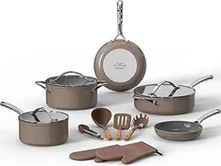 Crystal Kung Minkoff 14-Piece Nonstick Cookware Set