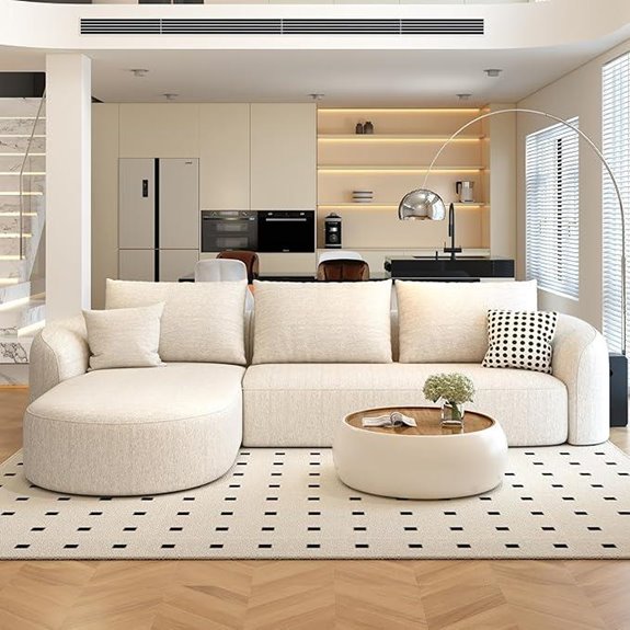 Modular Modern Sectional Sofa with Curved Back