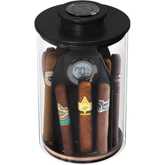 Cylinder Humidor with Hygrometer and Divider System