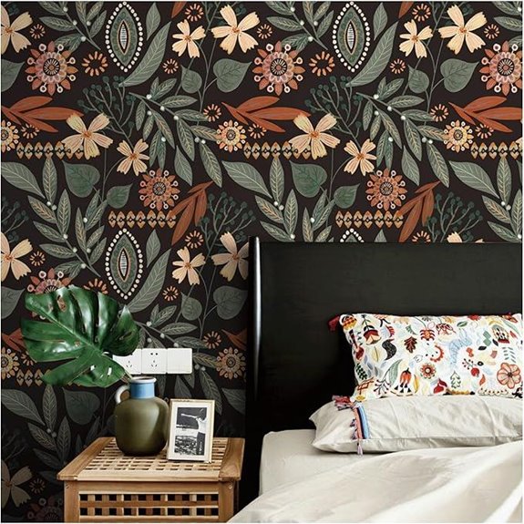 Floralplus Dark Floral Peel and Stick Wallpaper