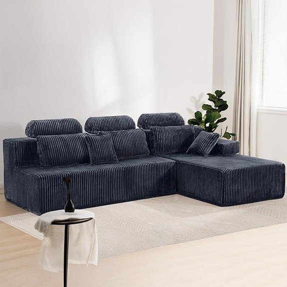 Dark Grey L-Shape Modular Sectional Couch