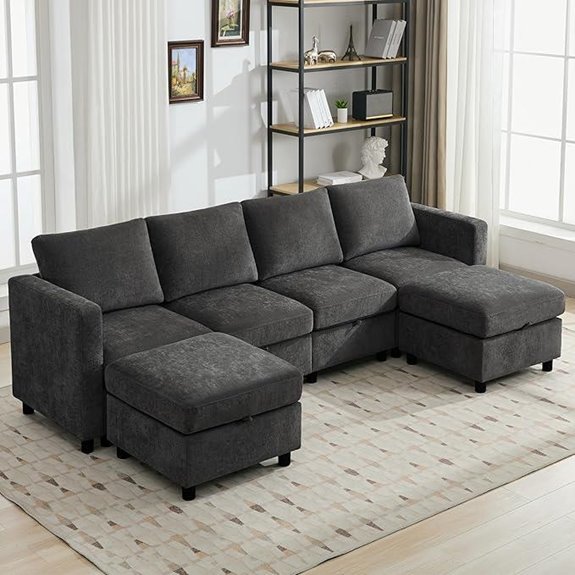 Dark Grey Modular U-Shaped Sectional Sofa Set