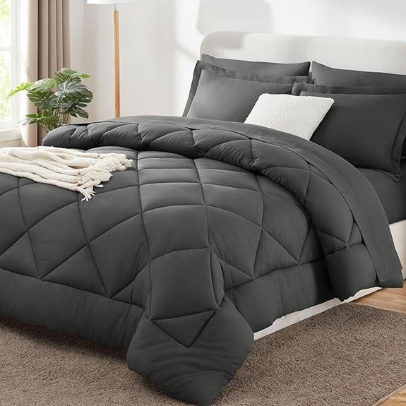 CozyLux Queen Dark Grey Comforter Bedding Set