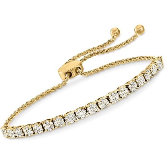 Ross-Simons Diamond Cluster Bolo Bracelet in Gold