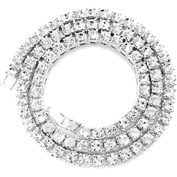 Iced Out Diamond Tennis Chain Necklace for Men Women