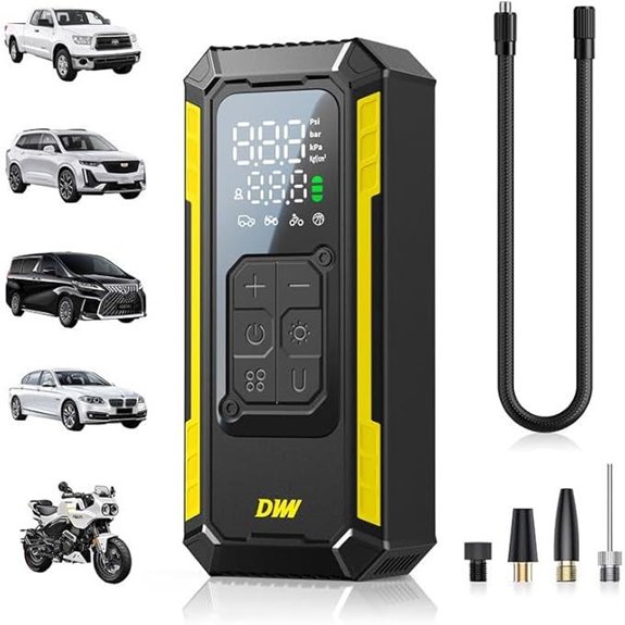 Portable Tire Inflator with Digital Gauge and Auto Shut-Off